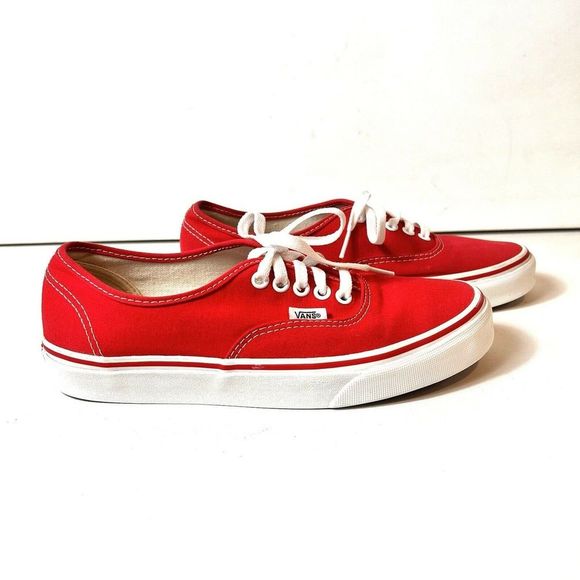 Vans Other - VANS Off The Wall Men 7.5 Womens 9 Lace Up Skate Casual Sneaker Red Low Top Shoe